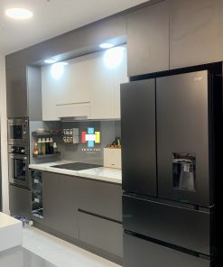 Tủ bếp nhựa - Cánh gỗ MDF chống ẩm - TBN008